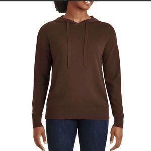 LUXURY PREMIER COLLECTION Brown Cashmere Blend Hoodie size Medium m sweater